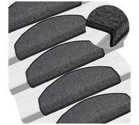 Stair Mats 15pcs Anthracite 65x24x4cm 100% PP Tufted Non-Slip Washable Foldable