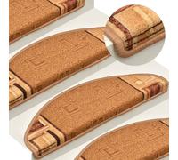 Stair Mats 15pcs Beige 100% Polyamide Tufted 65x21x4cm Non-Slip 3mm Pile 300g/m2