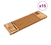 Stair Mats 15pcs Beige 65x21x4cm 100% Polyamide Tufted Non-Slip Washable 2-Sided