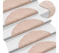 Stair Mats 15pcs Beige Needle-punch Fabric 56x17x3cm Self-Adhesive Washable Pack