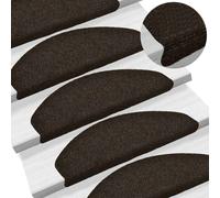 Stair Mats 15pcs Dark Brown 65x21x4cm Needle-Punched PP Non-Slip Noise-Reducing