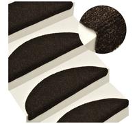 Stair Mats 15pcs Dark Brown 65x21x4cm Needle-Punched PP Self-Adhesive Washables