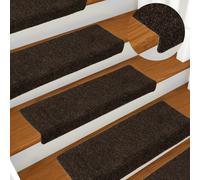 Stair mats 15pcs Dark Brown 65x21x4cm Polypropylene Needle-punched Self-Adhesive