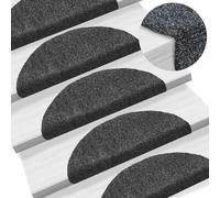 vidaXL 15x Self-adhesive Stair Mats Needle Punch 56x17x3cm Dark Grey Tread Pad