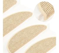 Stair Mats 15pcs Light Beige Fabric 56x20cm Self-Adhesive Non-Slip Washable Warm