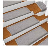 Stair Mats 15pcs Light Grey 65x21x4cm 100% Polypropylene Non-Slip Washable Fold