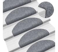 Stair Mats 15pcs Light Grey 65x21x4cm Polypropylene Non-Slip Half-Round Washable