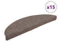 Stair Mats 15pcs/Set Beige Needle-Punched Polypropylene 65x21x4 cm Self-Adhesive