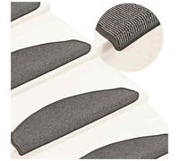 Stair Mats 15pcs Set Grey 100% PP Half Round 65x21x4cm Non-Slip Washable Treads