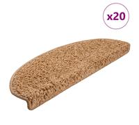 Stair Mats 20pcs Beige 65x21x4cm 100% PP Tufted Non-Slip Washable Adhesive Grip