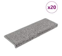 Stair Mats 20pcs Grey 65x21x4cm Needle-Punched Polypropylene NonSlip Washable XL