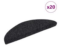 Stair Mats 20pcs Self-Adhesive Half-Round 56x17x3cm Black Non-Slip Polypropylene