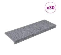 Stair Mats 30-Pack Light-Grey 65x21x4cm 100% Polypropylene Non-Slip Washable