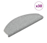 Stair Mats 30pc White Grey 65x24x4cm 100% PP Tufted Non-Slip Washable Foldables
