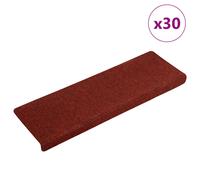 Stair mats 30pcs Bordeaux Red 65x21x4cm Polypropylene Non-slip Machine washable