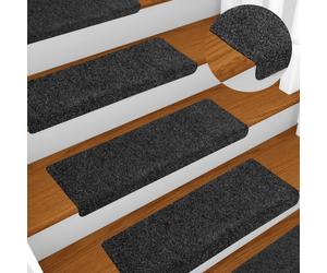 Stair Mats 5pcs Dark Grey 65x21x4cm Needle-Punched Fabric Non-Slip Self-Adhesive