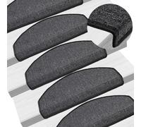 Stair Mats Anthracite 100% PP Tufted 65x24x4cm Half-Round Non-Slip Washable 10pc