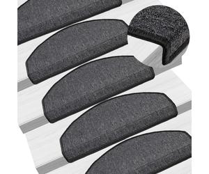 Stair Mats Anthracite 100% PP Tufted 65x24x4cm Half-Round Non-Slip Washable 10pc