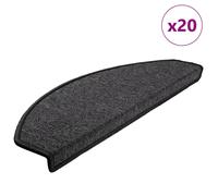 Stair Mats Anthracite 65x24x4cm 100% PP Tufted Non-Slip Washable 20pcs HalfRound