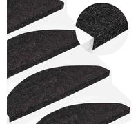 Stair Mats Anthracite Needle Felt 95%PES 5%PP 65x22.5x3.5cm Self-Adhesive 10pcs