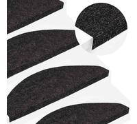 Stair Mats Anthracite Needle Felt 95%PES 5%PP 65x22.5x3.5cm Self-Adhesive 10pcs