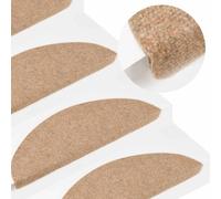 Stair Mats Beige Needle Felt 95%PES 56x17x3cm Self-Adhesive 10pcs Grip Washable