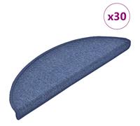Stair mats Blue 30pc 56x17x3cm 100% PP Tufted Non-Slip Washable Carpet Treads UK