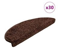 Stair Mats Brown 30pcs 65x21x4cm 100% PP Tufted Non-Slip Washable Half-Round Mat