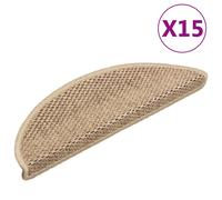 Stair Mats Carpet Tread Rug Self-adhesive Sisal-Look 15 pcs Sand vidaXL