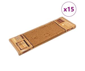 Stair Mats Carpet Tread Step Rug Self-adhesive 15 pcs Beige vidaXL