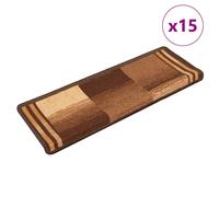 Stair Mats Carpet Tread Step Rug Self-adhesive 15 pcs Brown vidaXL