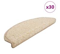 Stair Mats Cream 100% PP Tufted 65x21x4cm Non-Slip Washable 30pcs Adhesive Tread
