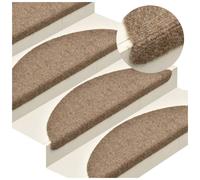 Stair Mats Cream 56x17x3 cm Needle-punched 100% PP Self-adhesive 15pcs Washable