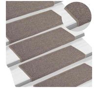 vidaXL Stair Mats Carpet Rug Stair Protector Self-adhesive 15 pcs Dark Beige