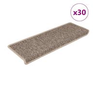 Stair Mats Dark Beige Sisal-Look 89%Polypropylene 65x21x4cm Self-Adhesive 30pcs.