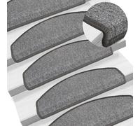 Stair Mats Dark Grey 100% PP Tufted Half-Round 65x24x4cm Pack of 10 Washable Set