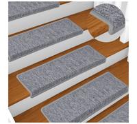 Stair Mats Light Grey 15pcs 65x21x4cm 100% Polypropylene Non-Slip Washable Tape