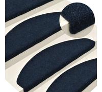 Stair Mats Navy 56x17x3 cm Needle-punched Fabric Non-Slip Washable 15-piece Set