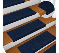 Stair Mats Navy 65x21x4cm 100% Polypropylene Needle-Punched 15pcs Self-Adhesive
