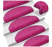 Stair Mats Pink 15pcs 65x21x4cm 100% PP Tufted Non-Slip Washable Half-Round Home