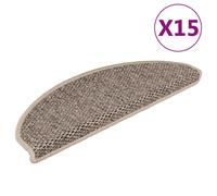 vidaXL Stair Mats Stair Protector Self-adhesive Sisal-Look 15 pcs Dark Beige