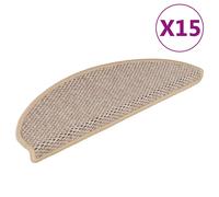 Stair Mats Protector Self-adhesive Sisal-Look 15 pcs Light Beige vidaXL