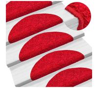 Stair Mats Red 15pcs 56x17x3cm 100% PP Tufted Non-Slip Washable Half-Round Grip