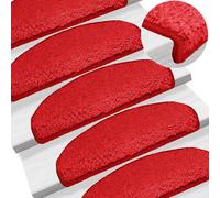 Stair Mats Red 15pcs 65x21x4cm Tufted PP Non-Slip Washable Carpet Treads FullSet
