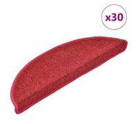 Stair Mats Red 56x17x3cm 100% PP Tufted Non-Slip Washable 30pcs Adhesive Tapes