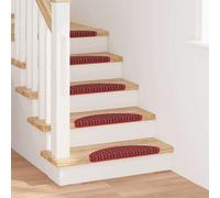 Stair Mats Red 56x17x3cm Half-Round 100% Polypropylene Self-Adhesive 15pcs Sound