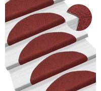 Stair Mats Red 56x17x3cm Needle-punched Fabric Self-Adhesive 15pcs Non-Slip Mats