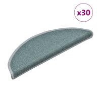 Stair Mats Sea Blue 56x17x3cm 100% PP Tufted Non-Slip Adhesive 30pc Washable Set