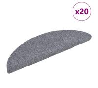 Stair Mats Self-adhesive 20 pcs 56x17x3 cm Light Grey Half Round