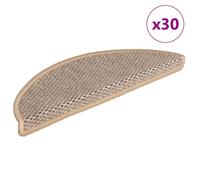 Stair Mats Self-Adhesive 30-piece Light Beige Sisal-Look Fabric 56x17x3cm Set
